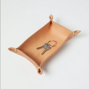 Made Solid Rectangular Laced Leather Valet Tray Handmade